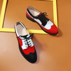 Chic Vintage Vibe Multi-color Vegan Leather Lace-Up Oxford Shoes