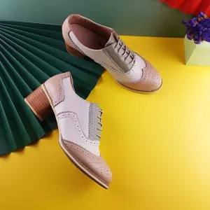 Multi-color Thick Heels Vegan Leather Oxford Vintage Shoes